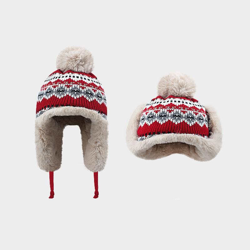 Вязаные шапки-бомбардировщики, шапки-шары, мужские шапки из искусственного меха Snow Peak большого размера, зимние шапки, аксессуары Y2k, лыжная маска, шапка с ушами