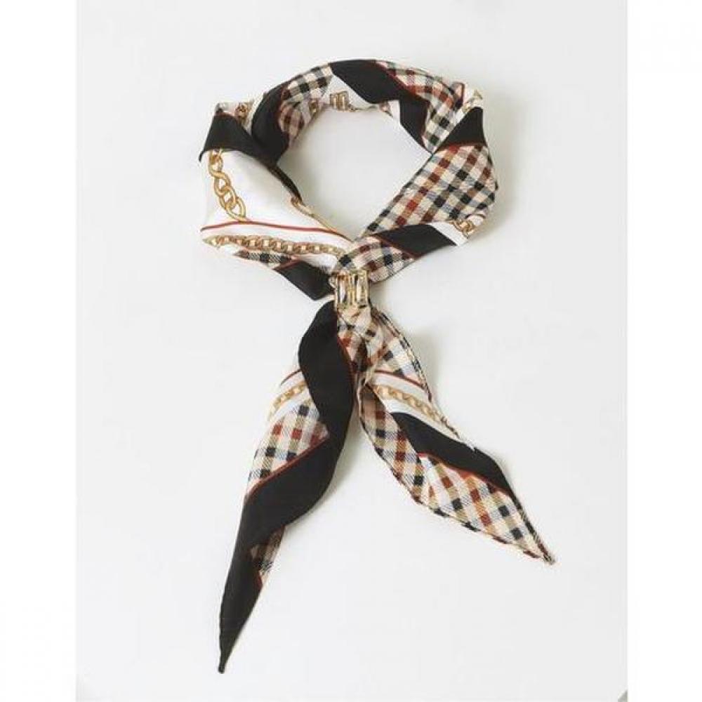 Daks Ivory Chain Print Petit Triangle Scarf   Ring Set Dcsc4e824iv
