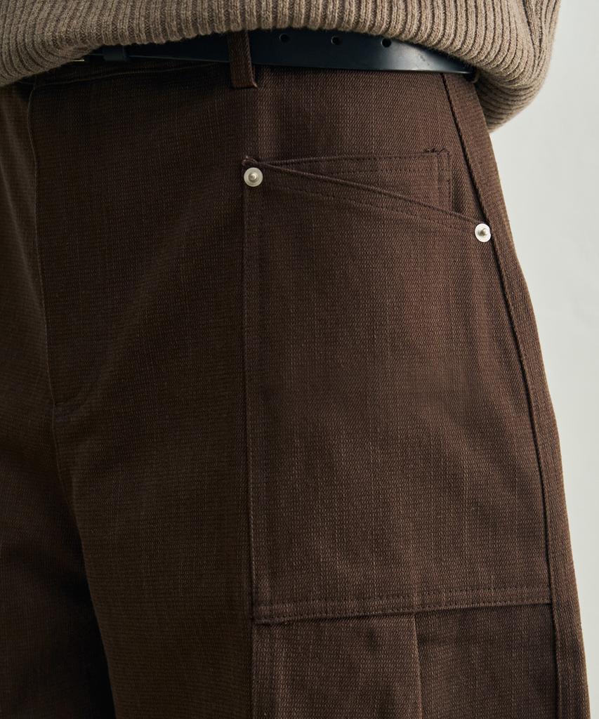 ROTEMBER Dobby Panel Wide Pants [Brown]