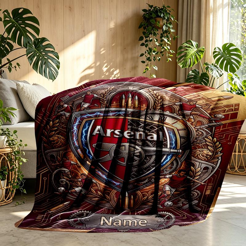Custom Name Personalized Arsenal F.C Print Blanket, Home Decor, Bedroom, Sofa, Camping, Couch, Gifts for Birthday Christmas