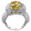 Stereoscopic Carved Yellow Crystal Owl Color Separation Ring