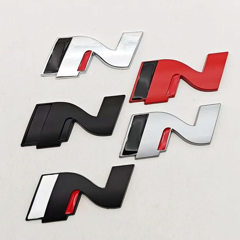 3D Metal Car Styling N Logo Badge Rear Boot Trunk Emblem Sticker Decal For Hyundai i20 i30 Sonata Kona Elantra Tuson Accessories DD6