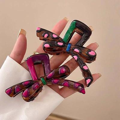 Корейские красочные заколки-крабики для волос с бантиками из капельной эмали для женщин, винтажные пластиковые зажимы для волос для хвостика, заколка-краб, аксессуары для волос