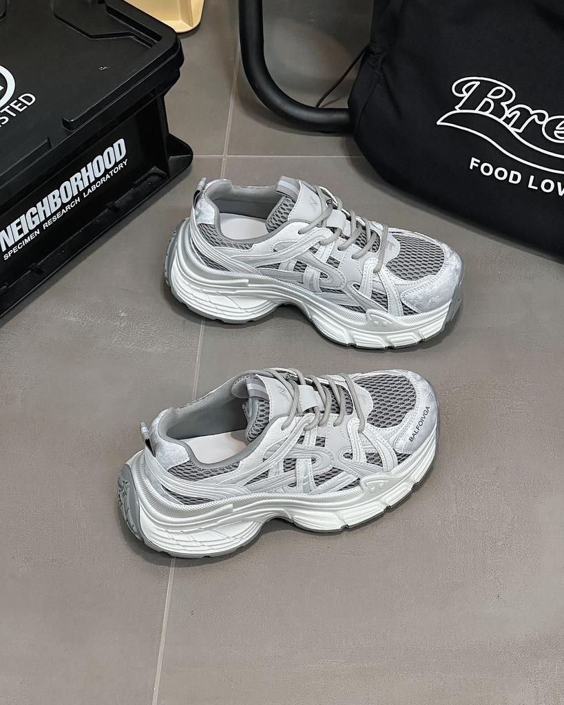 Папины кроссовки для девочки 2025 Осень Новые Ретро Цвет Полировка Старые Универсальные Обувь Детская Толстая подошва Увеличение Роста Популярные Кроссовки