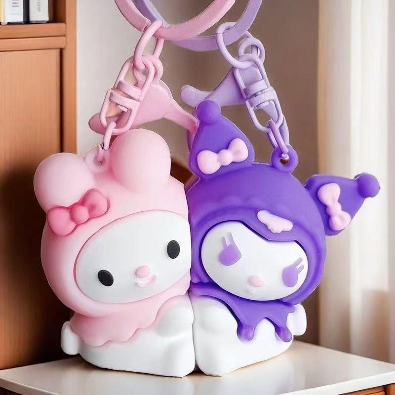 Sanrio Кавайный Брелок Милая Мультяшная Фигурка Почакко Помпомпурин Куроми Мелоди Игрушки Подвеска Брелок для Ключей Машины Парный Шарм Подарки