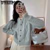 Large Size Solid Color O-Neck Loose Knitted Cardigans Women's Casual Versatile Long Sleeve Button Sweater Cardigans