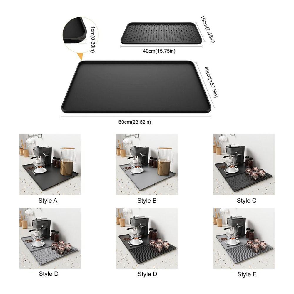 Kitchen Supplies 2 in 1 Coffee Machine Mat Silicone Waterproof Coffee Bar Mat Non-slip Insulated Drain Pad Home