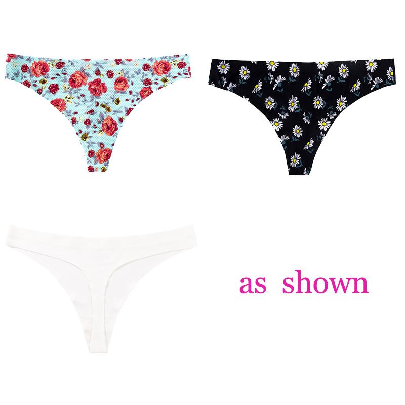 CINOON 3 шт./лот, женское сексуальное нижнее белье с цветами, соблазнительные трусики с низкой талией, стринги, дышащее нижнее белье без следов, стринги, нижнее белье