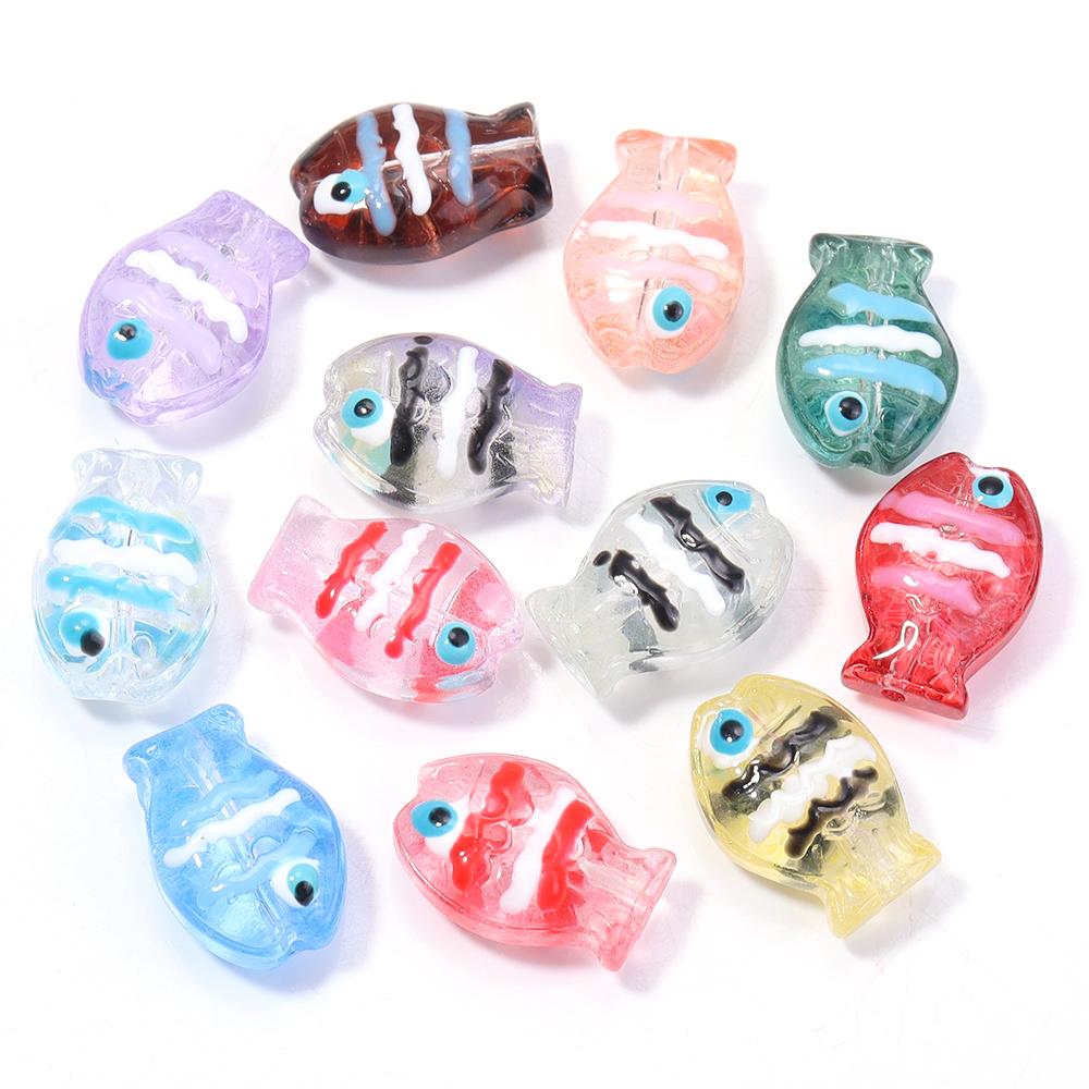 5 шт./лот Разноцветные ручной работы Lampwork Бусины Милые Мультяшные Морские Рыбки Россыпью Стеклянные Бусины Для DIY Модного Браслета Серьги Украшения