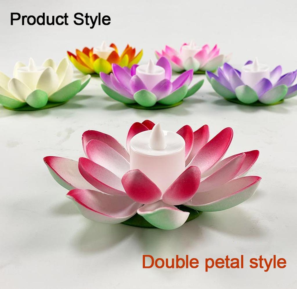 Светодиодный двойной лепесток лотоса ночник плавающий датчик воды цветок цветной светильник украшение для сада аквариум праздничный светильник желаний
