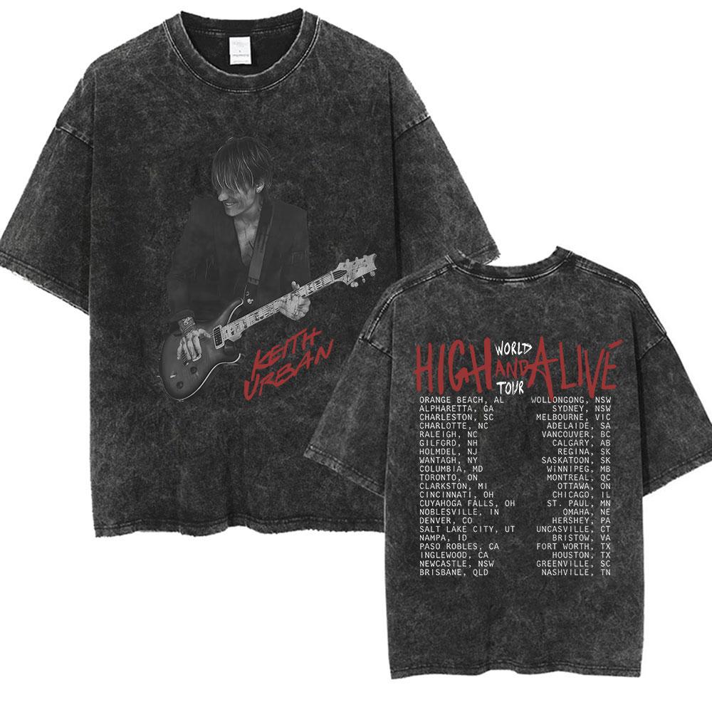 Singer Keith Urban Album Vintage Washed T Shirt Mens Gothic High Quality Fashion Tshirts Unisex Hip Hop Clothing Tshirt