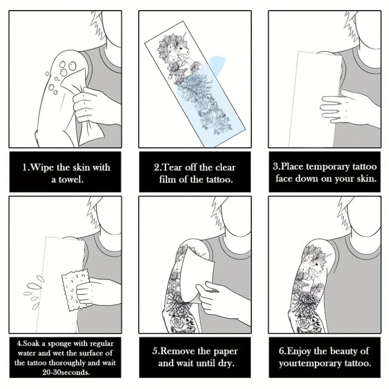 Раскройте свой потенциал с набором водонепроницаемых временных татуировок на всю руку Dragon Art из 7 листов — реалистичные, долговечные и идеально подходящие для стильных мужчин