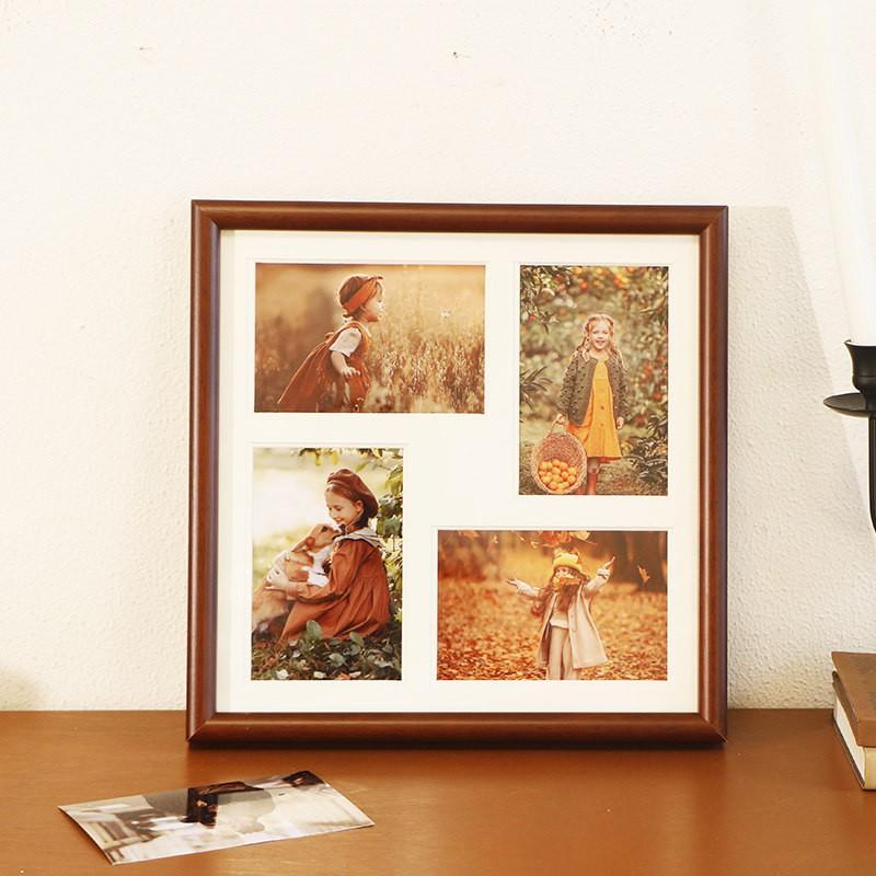 Wooden Multi-Photo Frame 9 Grid DIY Wall Hanging Or Desktop Display Couples Friends Memories Modern Minimalist Home Decor