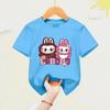 Современный детский топ-футболка, с принтом популярного узора LABUBU, для детской одежды, с коротким рукавом, повседневный