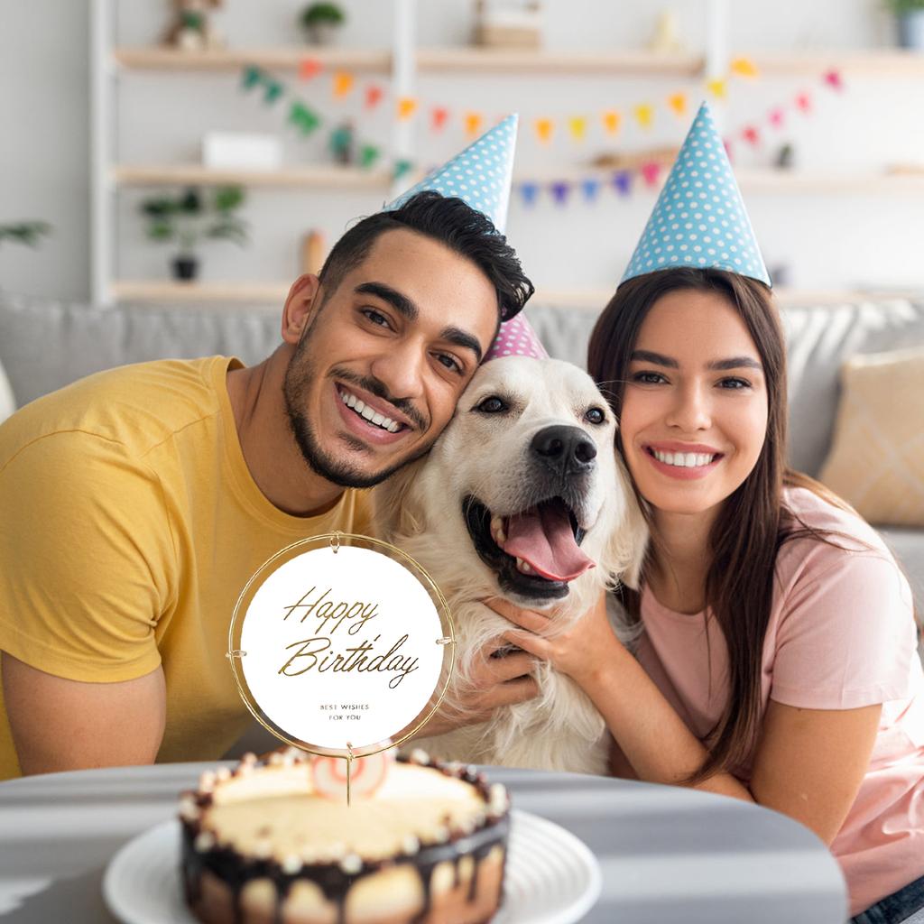 Сверкающий металлический торт-топпер для вечеринки по случаю дня рождения, украшения для торта на день рождения, торт с днем рождения