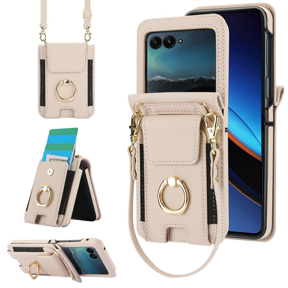 Elastic Card Holder Wallet Buckle Ring Lanyard Chain Case For Motorola Razr60 Ultra Razr 60 50 Ultra 40 Moto Razr Cover