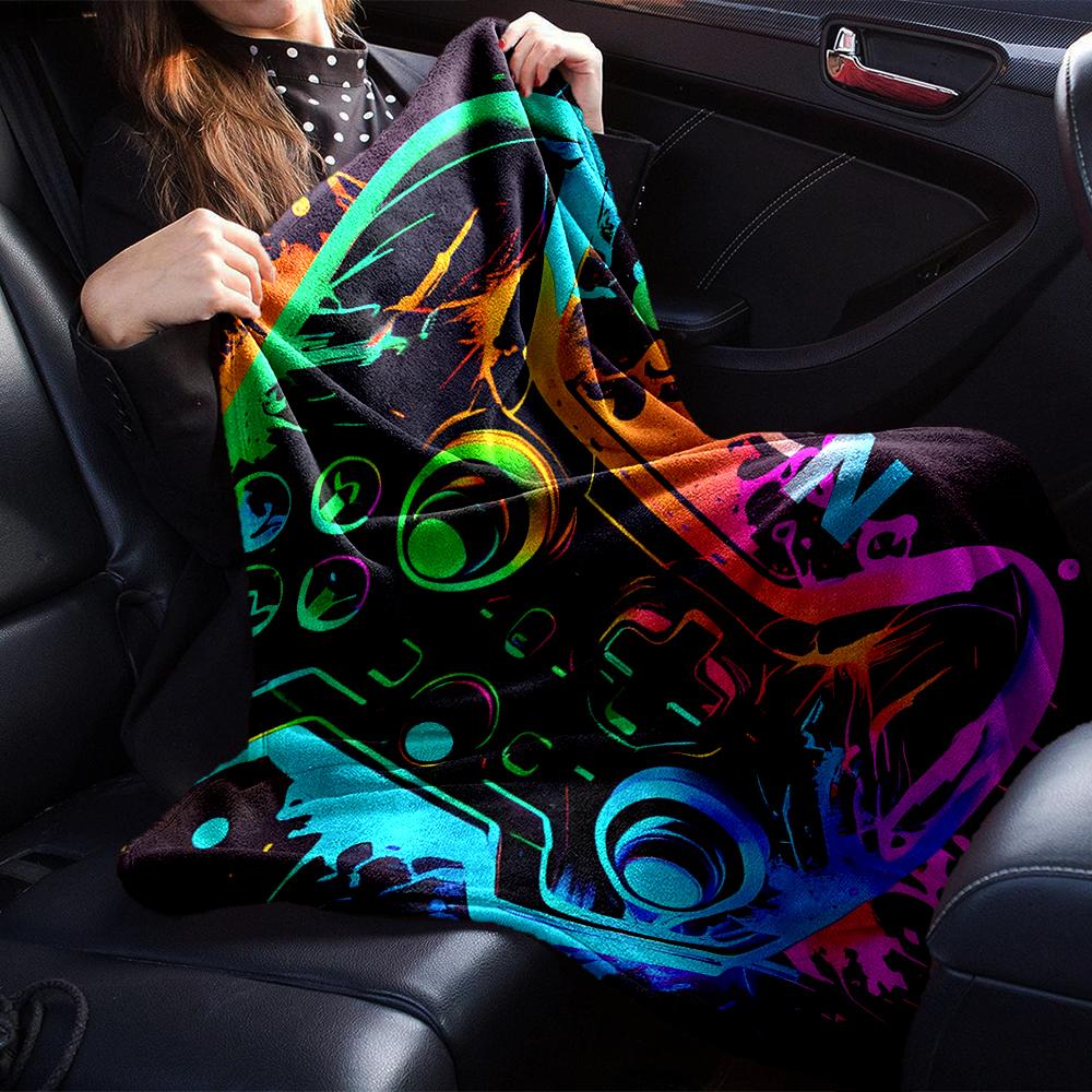 Custom Name Game Controller Theme Printed Blanket - Perfect for Couch, Bed, Travel & Outdoor Use | Machine Washable, Cozy & Durable.
