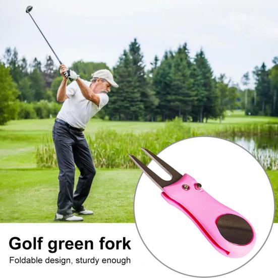 Инструмент для гольфа Divot Складной инструмент для ремонта Divot с магнитным прочным всплывающим маркером для мяча из нержавеющей стали Вилы для игроков в гольф