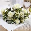 Colorful Artificial Rose Bouquet with Green Leaves Curly Edge Realistic Reusable Non-withering Home Wedding Party Bridal Faux Flower Decoration Photo