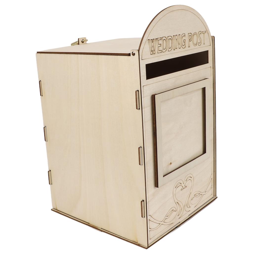 DIY Wooden Wedding Mailbox Post Box with Lock Key for Reception Wedding Anniversary Party