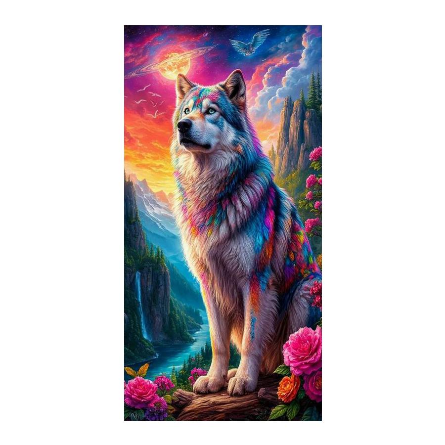 Large Size Diamond Painting Colorful Wolf Diy Full Square Round Drill Rhinestone Embroidery Animals Mosaic Cross Stitch Kits