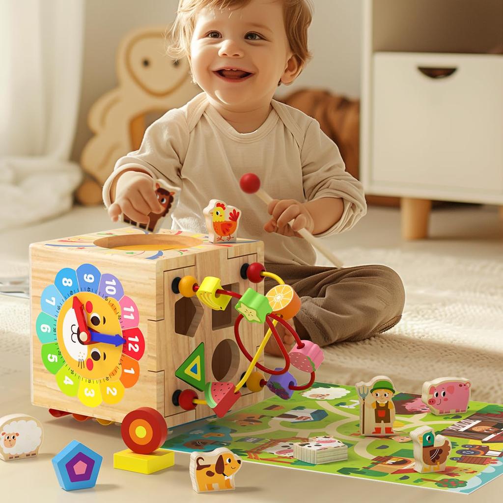Монтессори обучающая деревянная игра 7 в 1 для мальчиков и ранняя музыка цвет и форма тонкая координация детский сад подарок игрушка, кубик, игрушка, детская