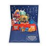 HappyHanukkah 3D Greeting Card for Chanukah Festival Handmade Presents PopUp Menorah Light Gift Card Blessing Cards