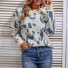 Contrast Color Animal Pattern Sweater Autumn and Winter New European and American Round Neck Sweater for Women