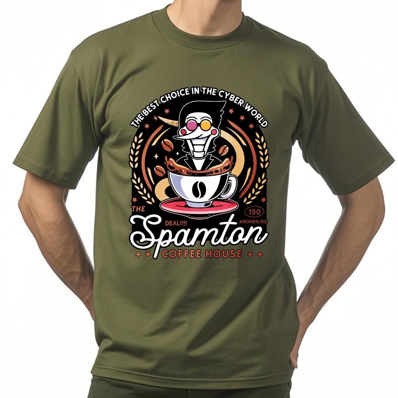 Stylish For Her Summer Tshirt Cyber Coffee Robot Cup Design Logo Short Sleeve Solid Color Oneck For Her Tee Shirt Man Tee Shirt