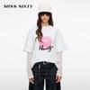 Женская футболка с длинным рукавом, имитация двух предметов, цветовые блоки, принт губ