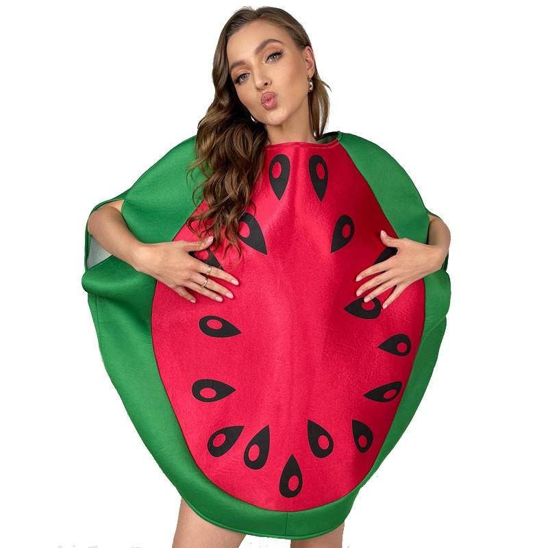 Adult Halloween Cosplay Costume Green Watermelon Fruit Character Outfit Unisex Stage Performance Wear