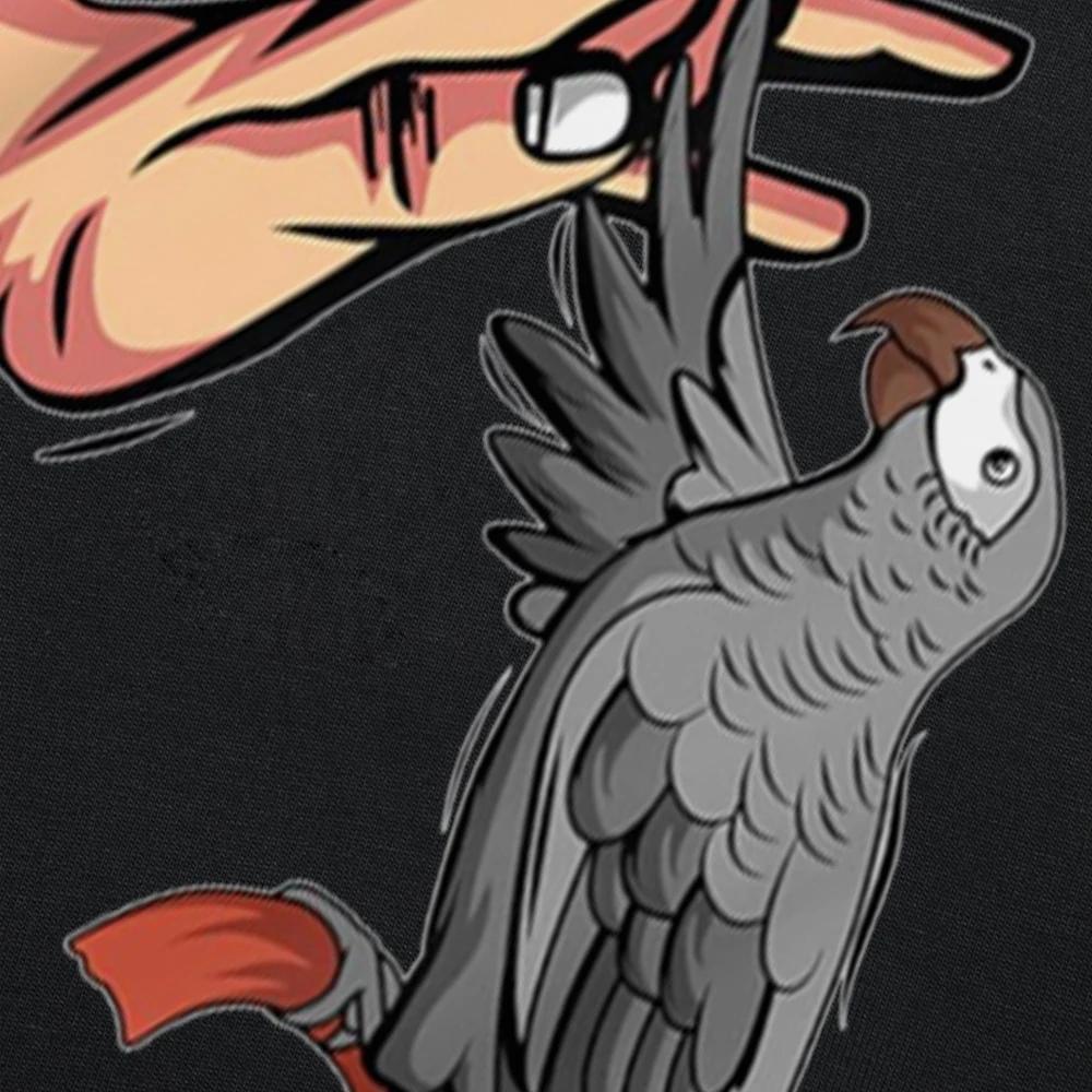 Африканский серый попугай Любовь Смешные футболки Летний стиль Графический Хлопок Уличная одежда Футболка с коротким рукавом Подарки для любителей птиц Футболка Мужская