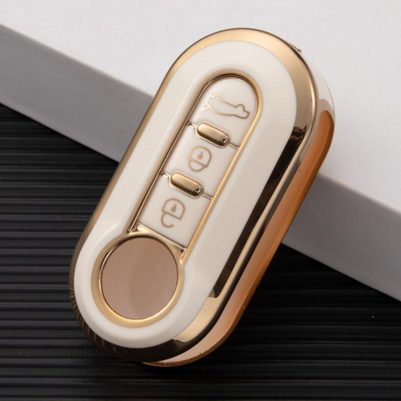 For Fiat 500 Ducato Punto Panda Lancia Musa Key Case Key Cover TPU Fob 3 Button Holder Shell Protector Car Interior Accessories