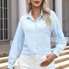 Office Ladies Blouse Womens Clothing 2023 Autumn Solid Cotton Long Sleeve Shirts Button Up Loose Casual Shirt Women Tops 29307