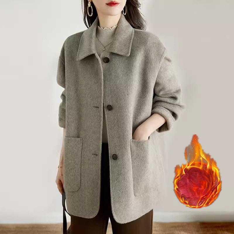 Шерстяное пальто для женщин осень-зима новая корейская версия верблюжье простое шерстяное пальто однобортное пальто для женщин