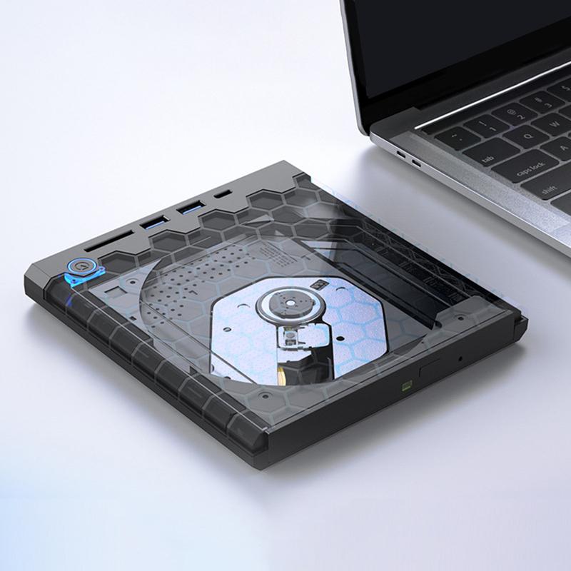 Внешний CD/DVD привод USB 3.0 Type-C Оптический дисковод со слотами SD/TF Портативный CD DVD рекордер TF ридер для ноутбука Macbook ПК