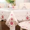 Table Cloth Dining Tablecloth Europe Rustic Luxury Embroidered Round Table Cover Rose Flower Chair Cover Seat Cushion Dust Cover
