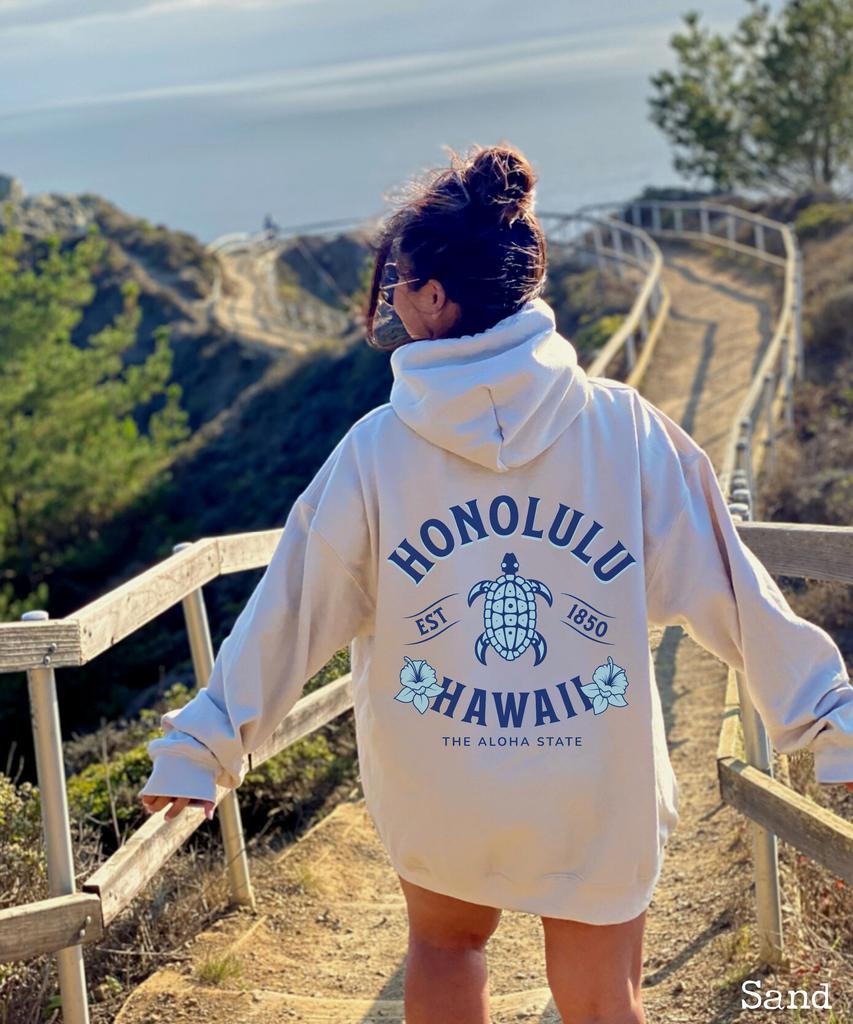 Толстовка с капюшоном Hawaiian Hibiscus Flower Honlulu, женская пляжная рубашка для отдыха на весну и осень, повседневный свитер с принтом черепахи