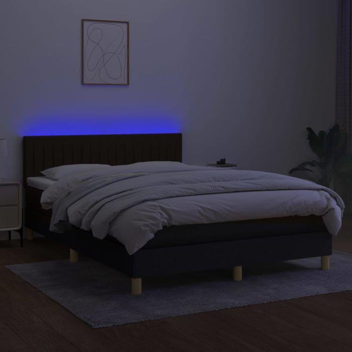 Maison Exclusive - Sommier à lattes de lit avec matelas LED Noir 140x190 cm Tissu
