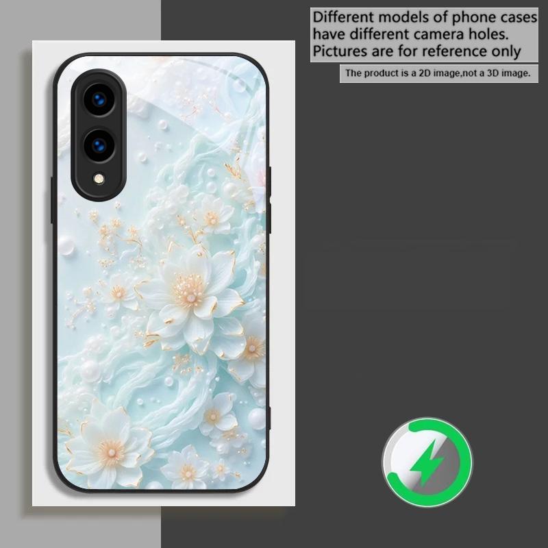 Красивые белые цветы, подходящие для Samsung Galaxy S26 Ultra S20 FE S21 S22+ 23 Plus S24 Ultra 25 Edge черный Стеклянный чехол для телефона