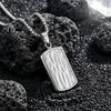 Hip Hop Square Textured Dog Tag Necklace Stainless Steel Box Chain Pendant 45cm Adjustable Length Trendy Jewelry Gift for Men