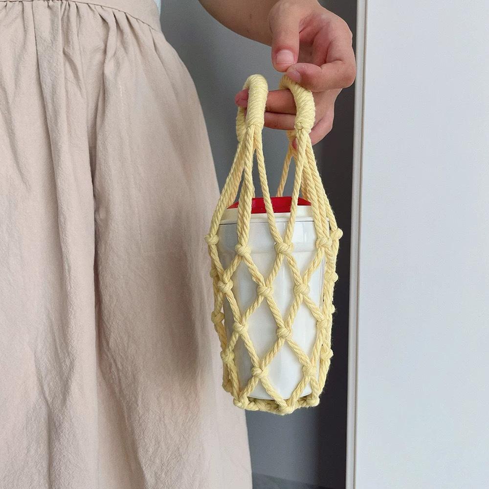 Handmade Macrame Water Bottle Holder Mesh Net Bag Portable Coffee Cup Carrier Sleeve
