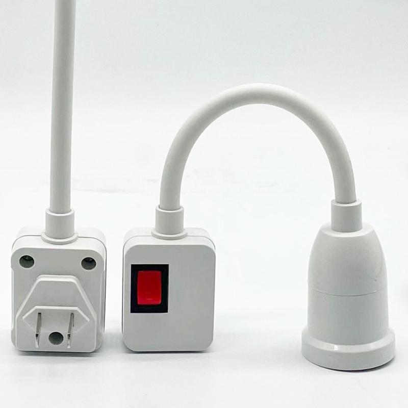 Гибкая изогнутая мобильная испытательная лампа, розетка, адаптер освещения, вилка-переключатель с цоколем из нержавеющей стали E27