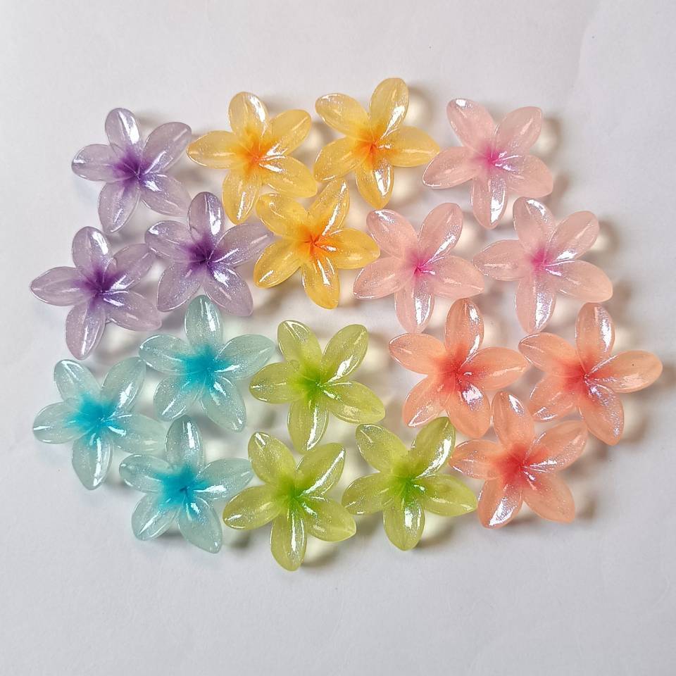 100PCS 29*30mm Five Petal Series Miniature Flat Back Resin Cabochons for Hairpin Scrapbooking DIY Home Decor Craft Accessories