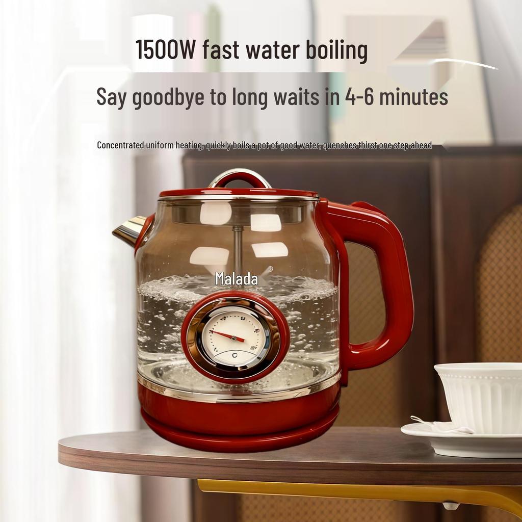Retro Luxury Red: Wanlida Smart Kettle with Real-time Temp Display and Constant Temperature Control.