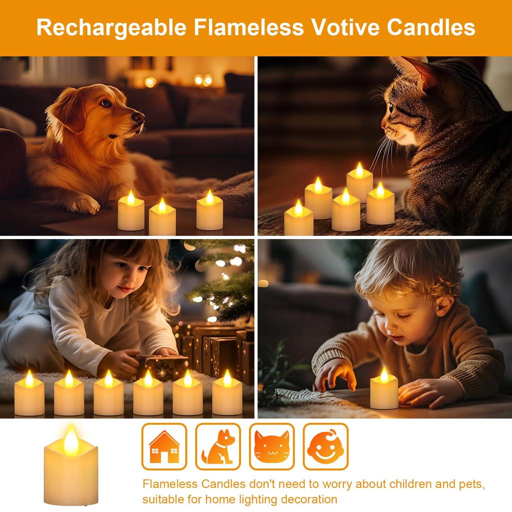 PChero USB-C Rechargeable Candle Lights, LED Candles, Rechargeable Power Outage Candle Lights, Flameless Rechargeable LED Candles, Timer Function,