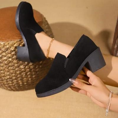 Женская обувь 2024 года, осень, новые ретро-туфли на черном квадратном каблуке с низким верхом для женщин, повседневные нескользящие туфли-лодочки для женщин Zapatos De Mujer