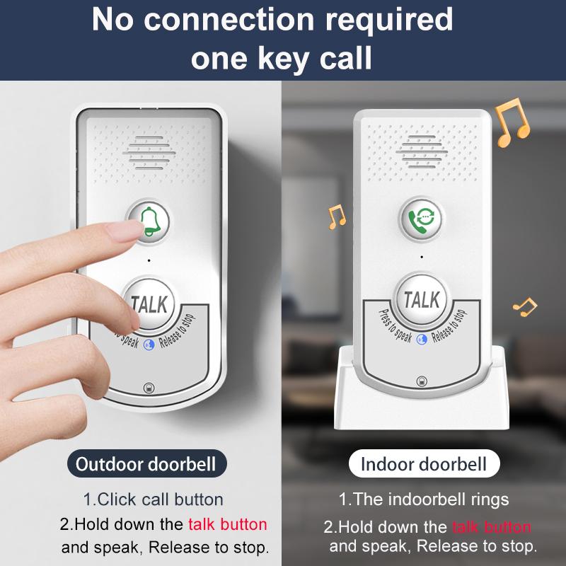 2.4Ghz Wireless Audio Intercom Door Phone Two Way Voice Doorbell H8 Voice Sender&Reciever Walkie-talkie Dooring DoorBellAA