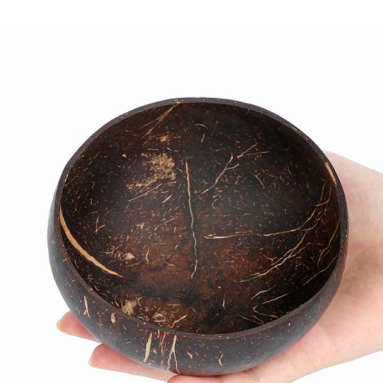 1 набор контейнеров для еды многоразового использования, современная деревянная миска из натуральной кокосовой скорлупы 12-15 см, держатель для хранения, миска из кокосовой скорлупы