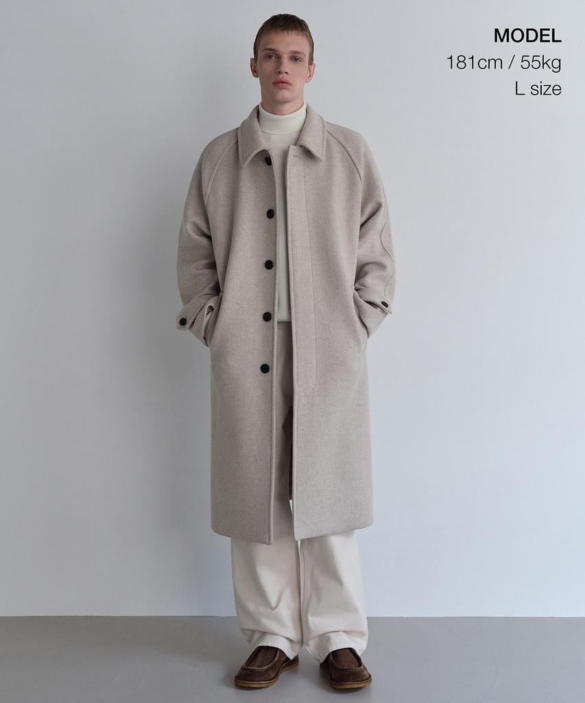 Musinsa Standard Cashmere Blend Oversized Balmacaan Coat [Oatmeal]